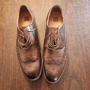 Ike Behar Mens Wing Tip Platform Oxford Shoes Size 13 Brown